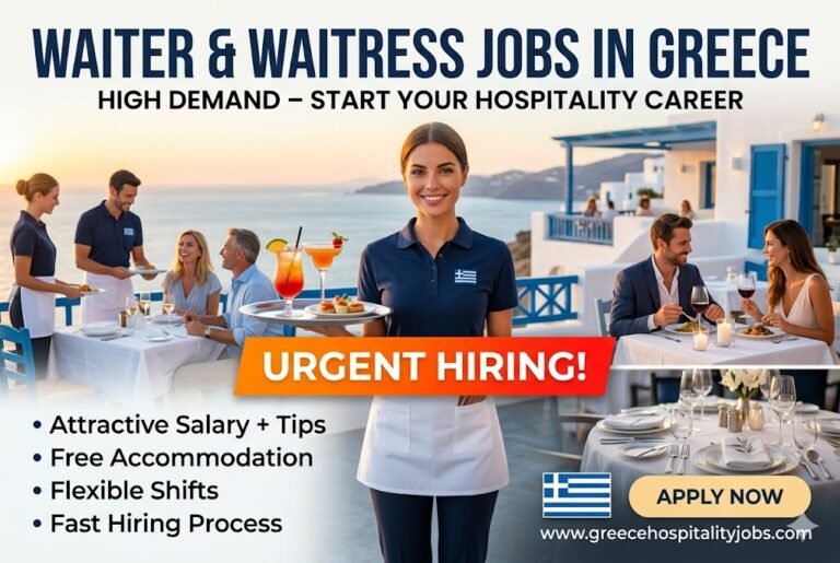 Waiter / Waitress Jobs in Greece 2026 (€900–2,000 + Tips + Work Visa) – EU Hospitality Hiring