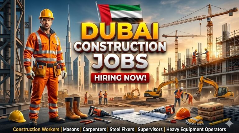Construction Jobs in Dubai 2026 (AED 1,200–4,500 Salary + Visa Assistance) – Labour, Mason & Foreman Hiring