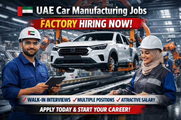 Car Manufacturing Jobs in Dubai 2026 (AED 1,800–5,000 Salary + Visa Assistance) – Assembly & Production Hiring
