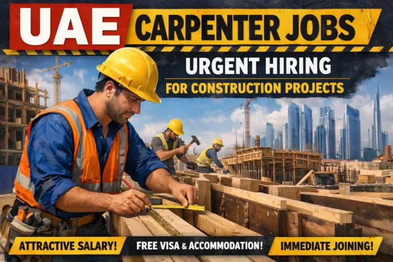 Carpenter Jobs in Dubai 2026 (AED 1,500–5,000 Salary + Visa Assistance) – Shuttering & Finishing Hiring