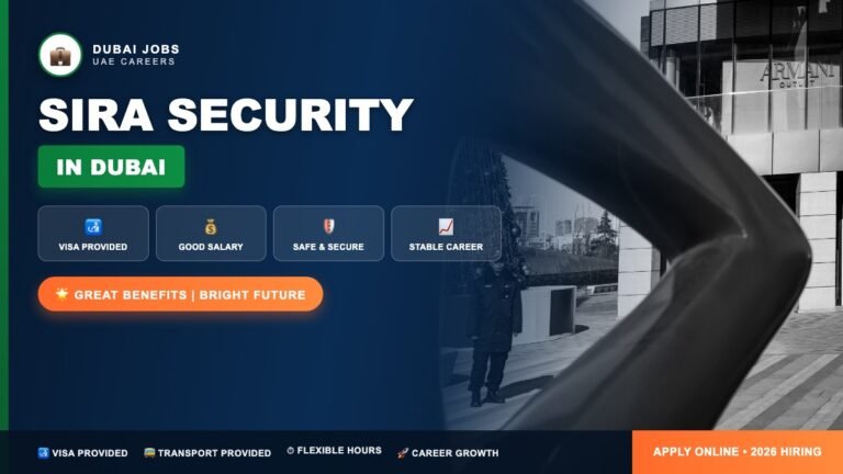 Dubai Security Guard Jobs 2026 – SIRA-Certified Guard Vacancies (AED 2,500–5,500 + Visa Provided)